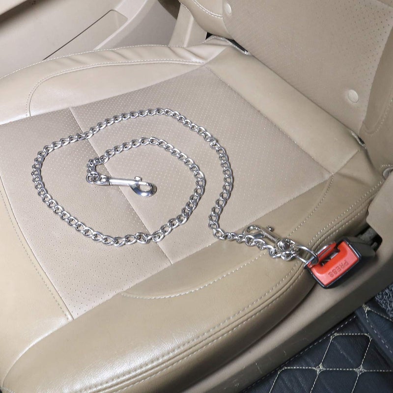 Mogoko Stainless Steel No chew Dog Car, Pet Vehicle Safety Restraint Cable, Heavy Duty Big Canine Dog Car Leash Strap with Double Clip and Latch Attachment-41 Inch - Image 5